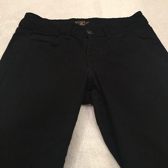 Riders Black size 6 capris embroidered pockets zippered button 5 pockets - Picture 6 of 10